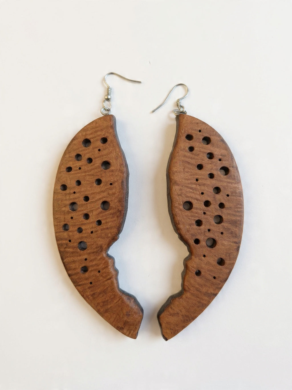 Natural Urban Wood Apricot Earrings – Handcrafted in Boulder, Colorado