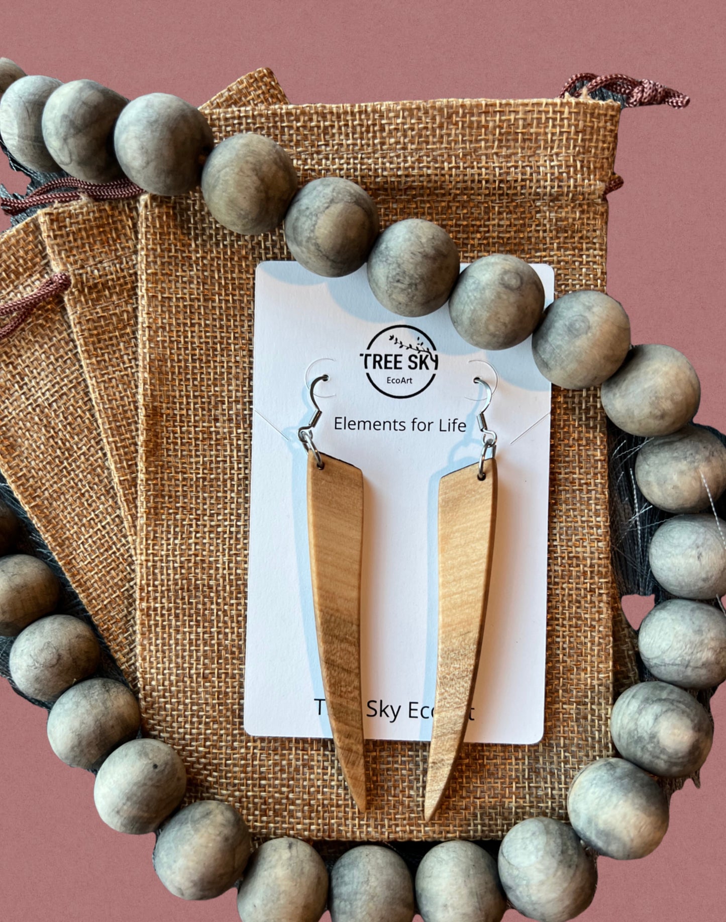 Natural wooden earrings