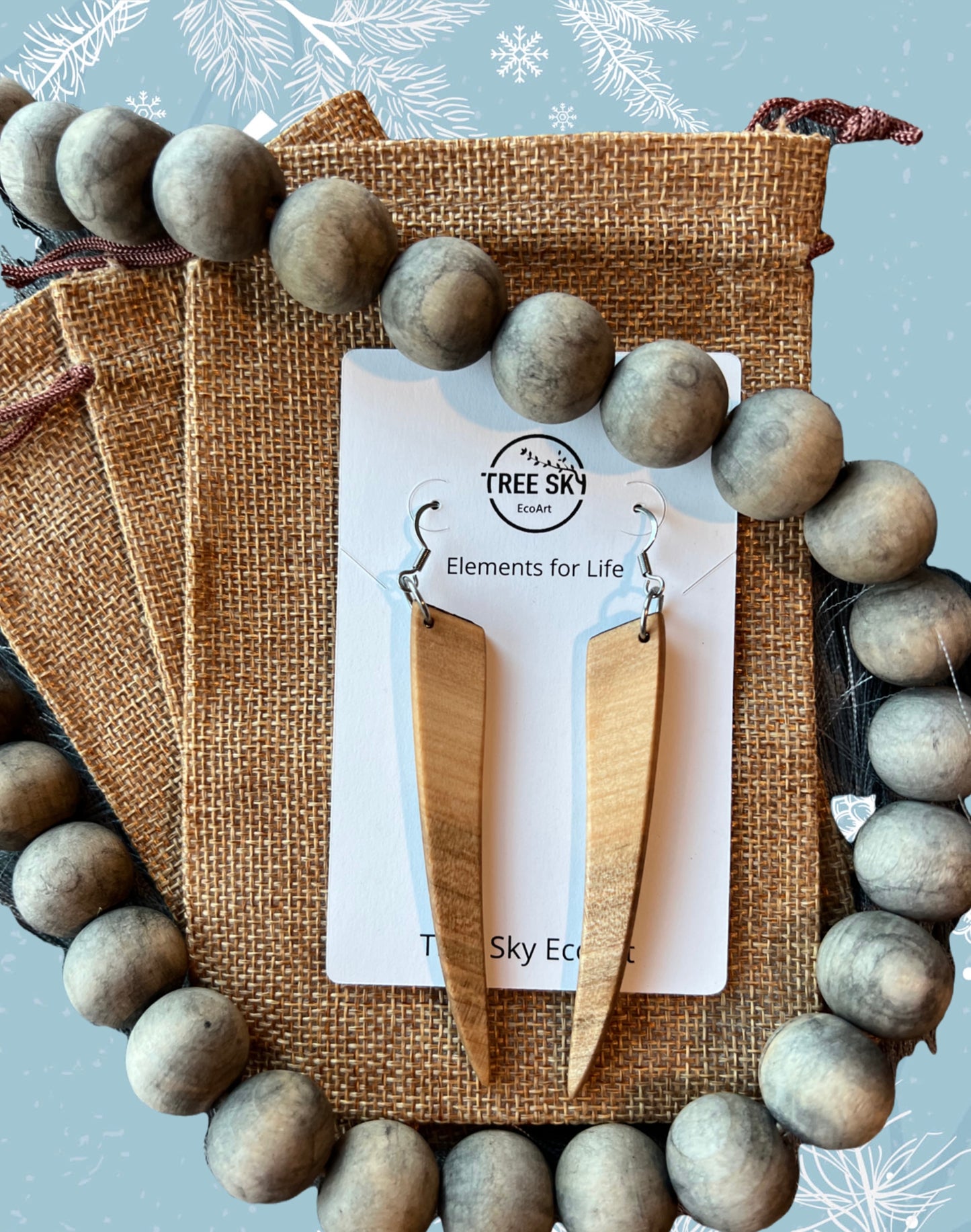 Natural wooden earrings