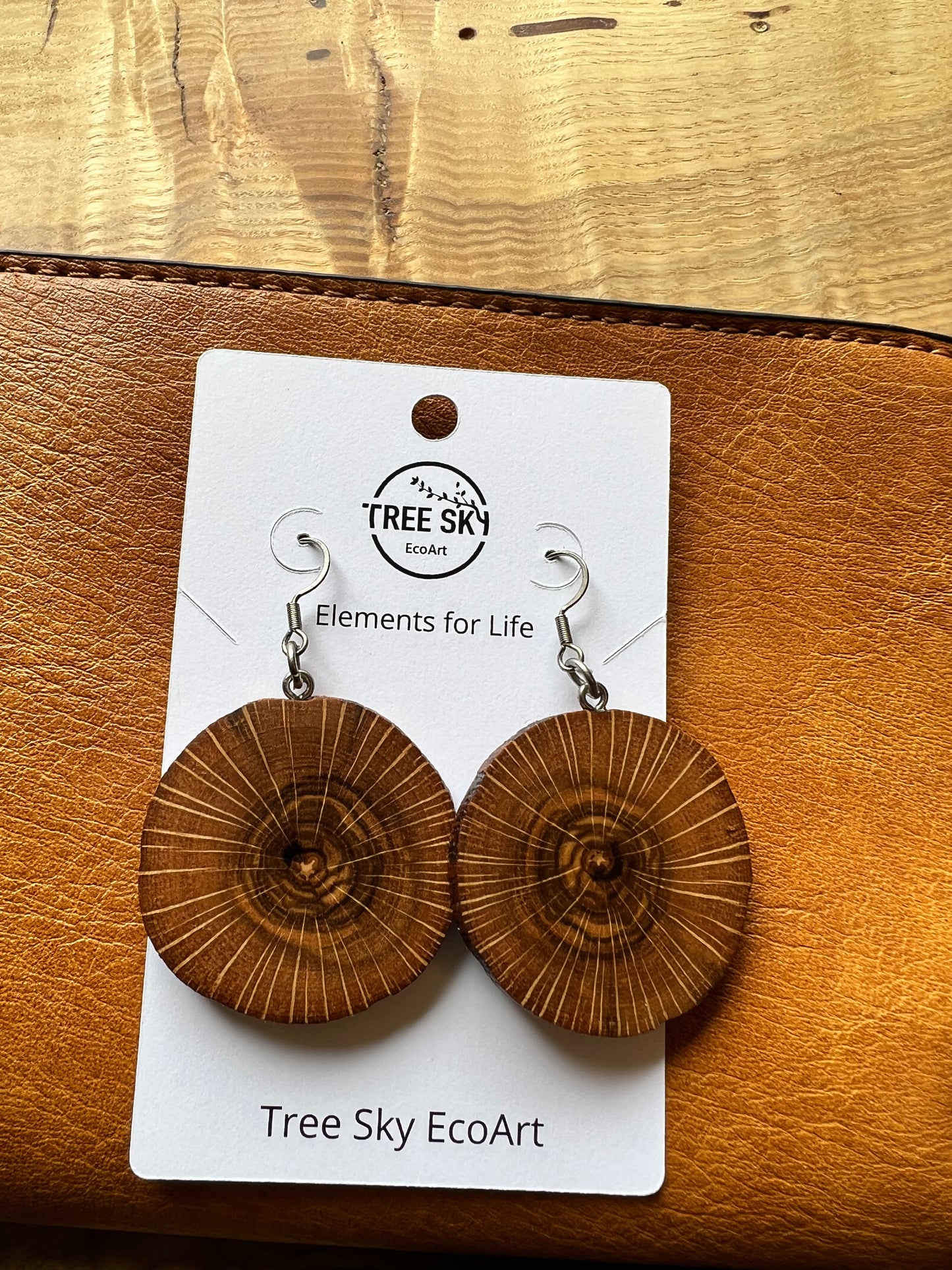 Natural Red Oak Wood Earrings