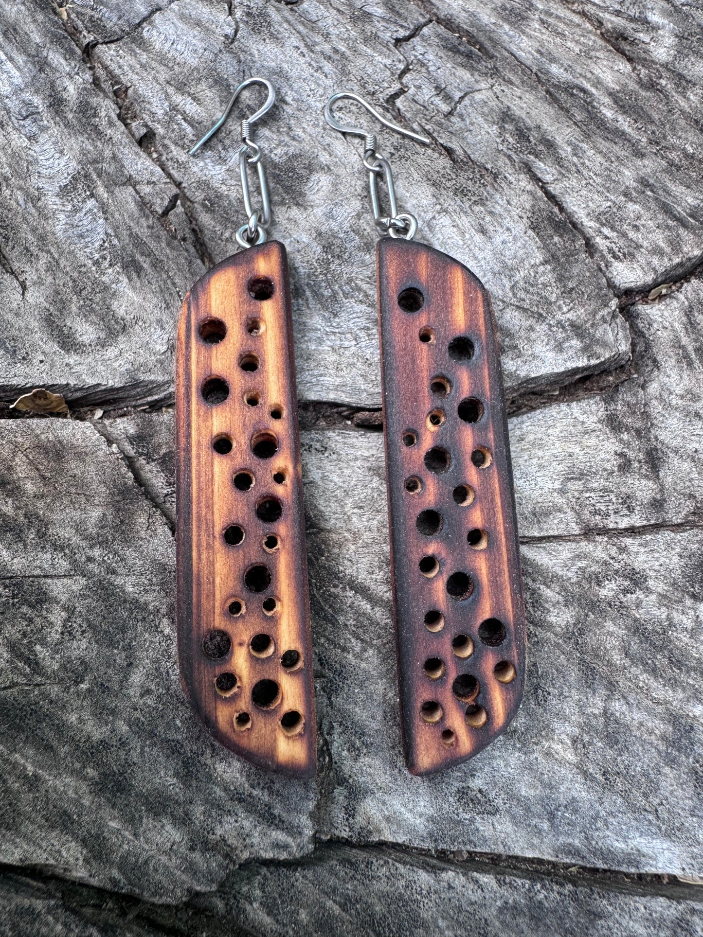 Handcrafted Wooden Earrings – Locally Sourced Ash, Stainless Steel Hooks