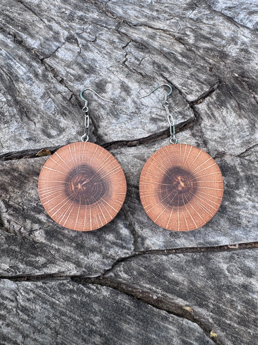 Natural Red Oak Wood Earrings