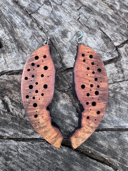 Natural Urban Wood Apricot Earrings – Handcrafted in Boulder, Colorado