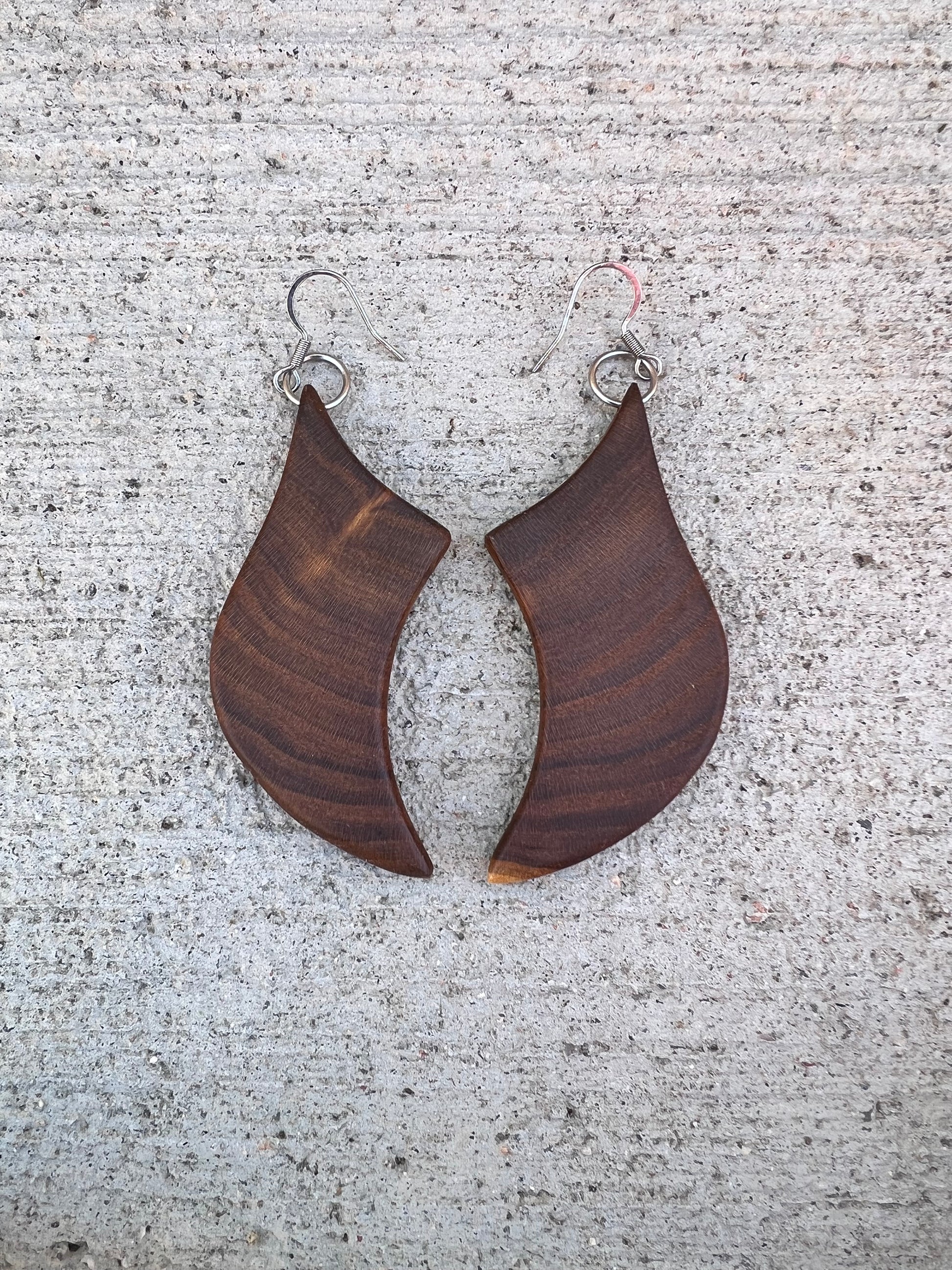 Wooden earrings, Bells, Wild Olive, stainless steal 